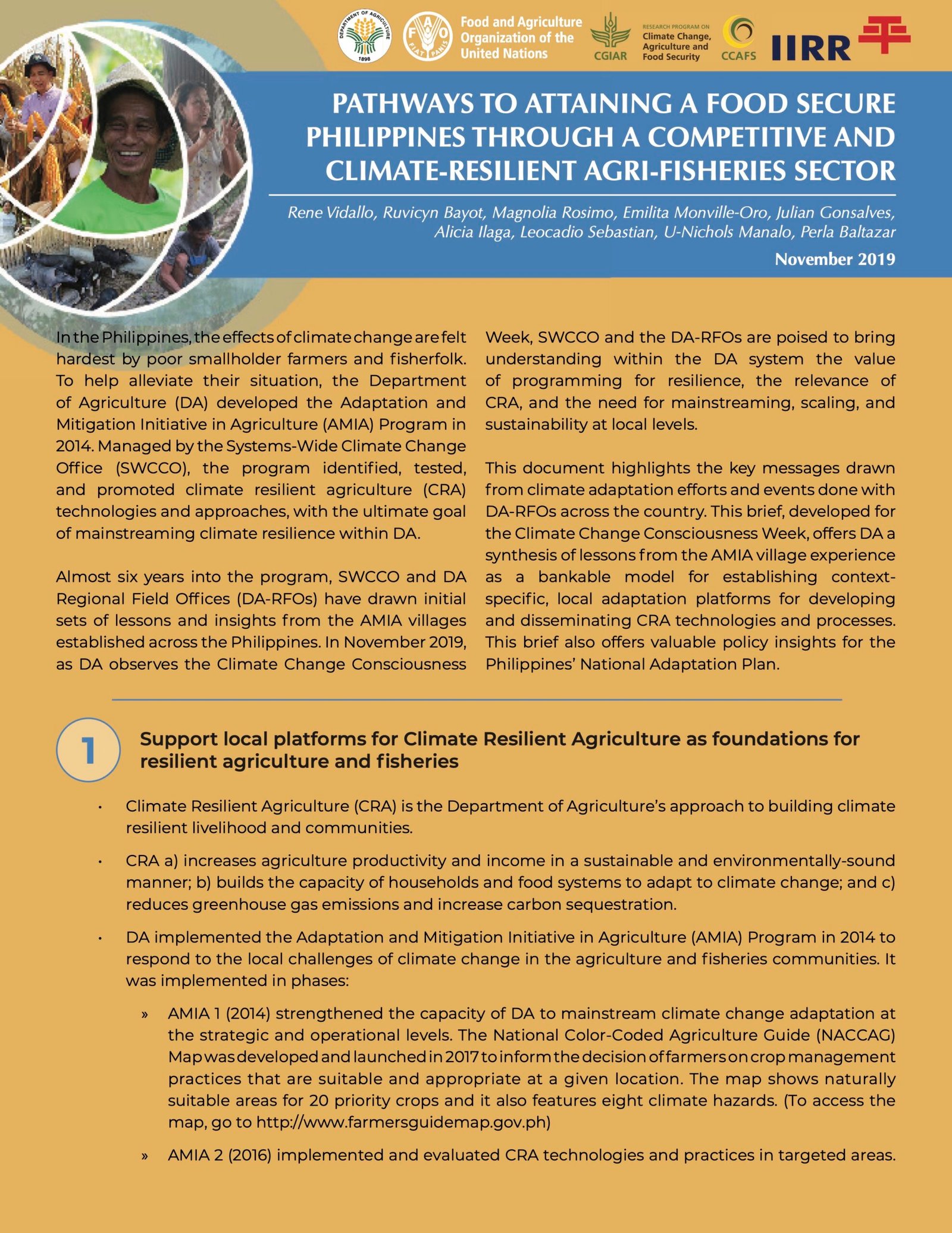 Date_ 2019-11-30 - PATHWAYS TO ATTAINING A FOOD SECURE PHILIPPINES THROUGH A COMPETITIVE AND CLIMATE-RESILIENT AGRI- FISHERIES SECTOR